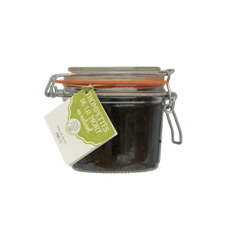 Conserves de trompettes de la mort au naturel, bocal Le Parfait 190g