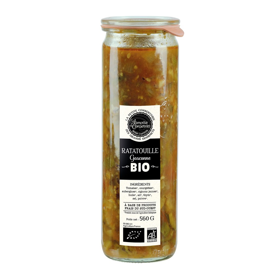 Conserve de Ratatouille Bio des Landes : bocal de 560g